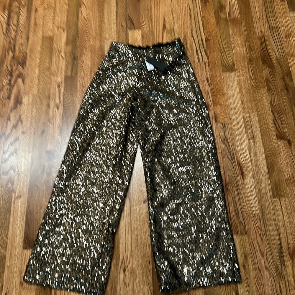 Banana Republic Black Sequin Wide-Leg Pants